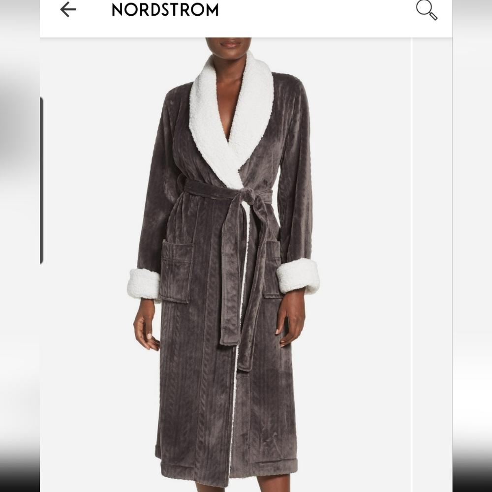 NWT NORDSTROM LINGERIE‎ BURGUNDY PLUSH CABLE ROBE SIZE LARGE